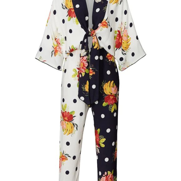 Farm Rio Mixed Nanaju Jumpsuit Floral Polka Dot - Picture 5 of 6